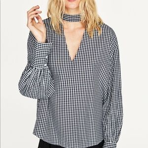 Zara Tops - Zara Gingham Voluminous Cut Out Detail Long Sleeve Zara Tops - Zara Gingham Voluminous Cut Out Detail Long Sleeve